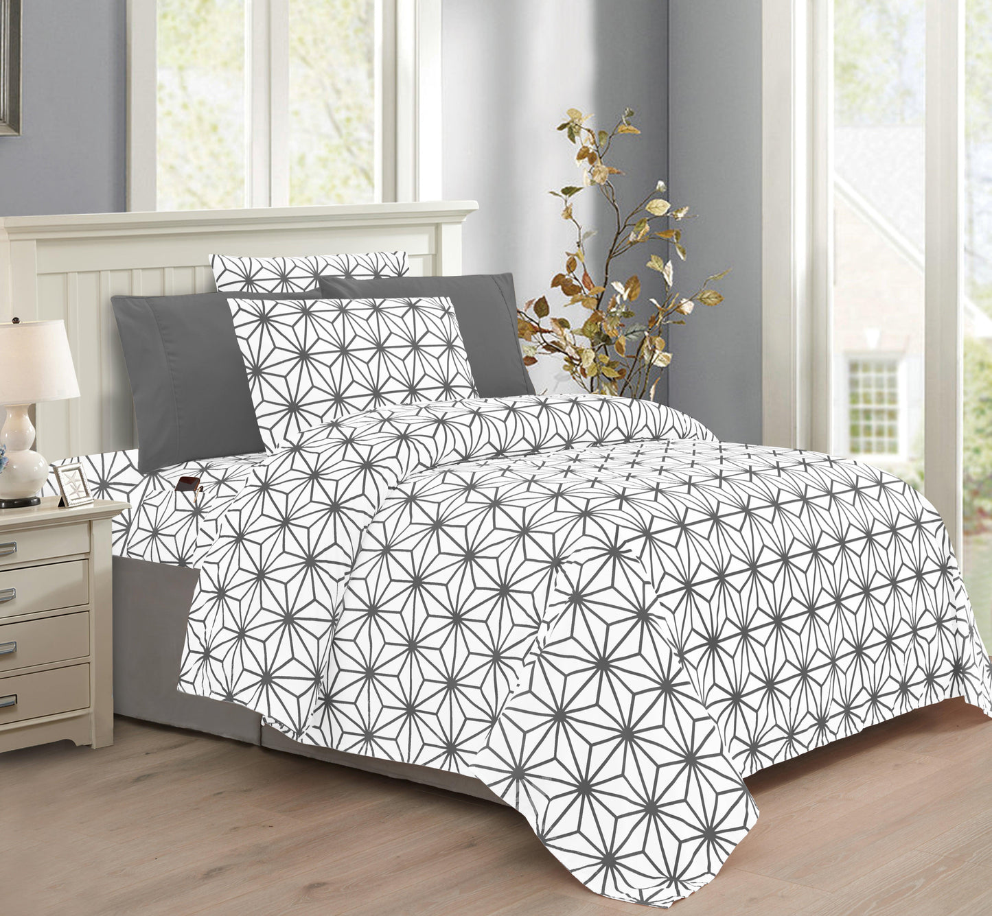 Elegant Comfort 6-Piece Cube Bed Sheet Set - Geometric Pattern - Soft as a Hotel Premium Quality