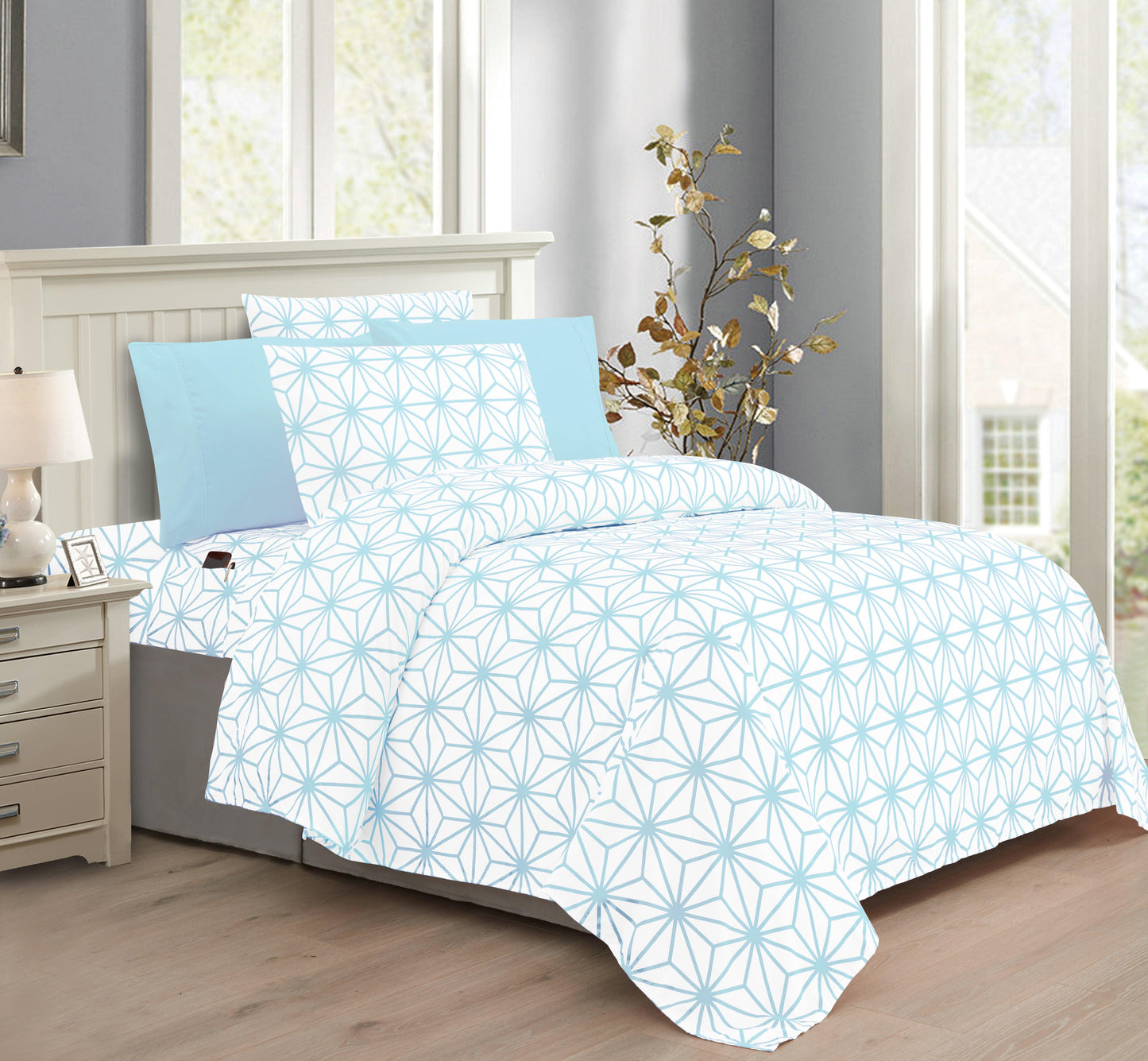 Elegant Comfort 6-Piece Cube Bed Sheet Set - Geometric Pattern - Soft as a Hotel Premium Quality
