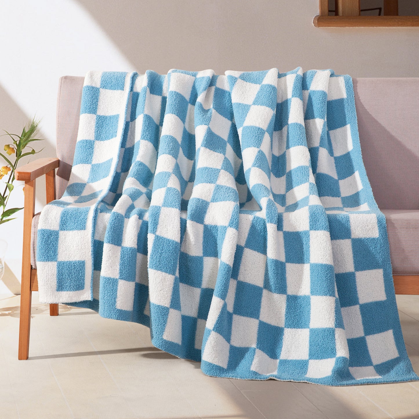 Elegant Comfort 50" x 70" Ultra Soft Checkered Knitted Throw Blanket