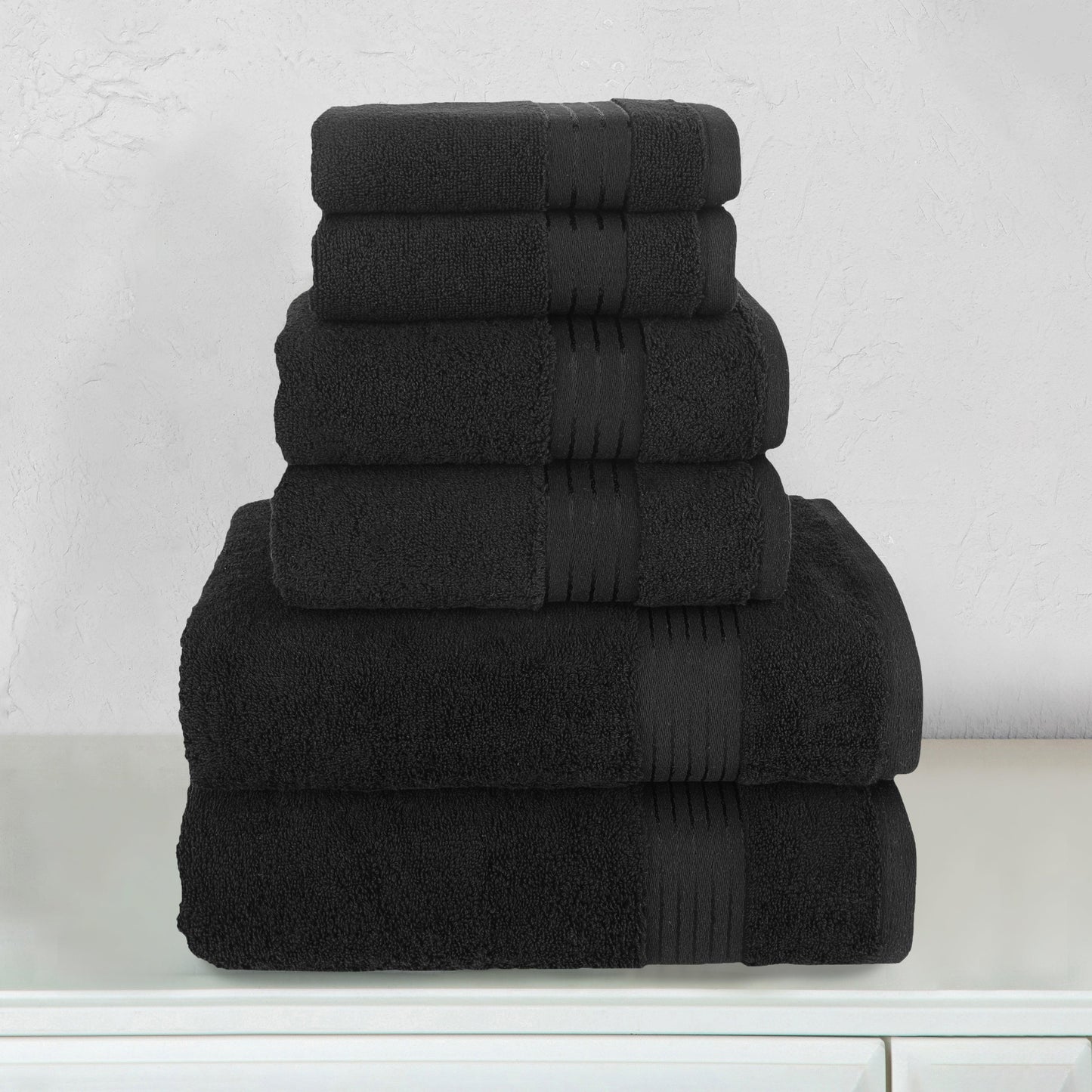 Elegant Comfort 6-Piece Turkish Cotton Towel Set, 2 Washcloths, 2 Hand Towels and 2 Bath Towels