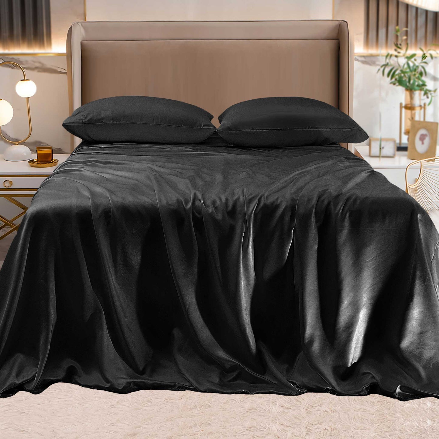 Elegant Comfort Fine 4-Piece Silky Satin Sheet Set, Bright Shades