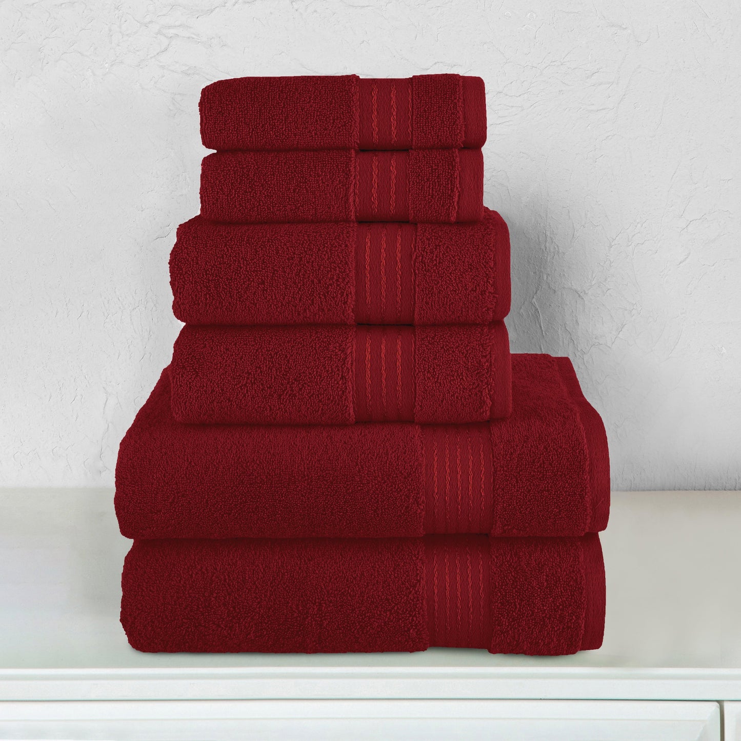 Elegant Comfort 6-Piece Turkish Cotton Towel Set, 2 Washcloths, 2 Hand Towels and 2 Bath Towels