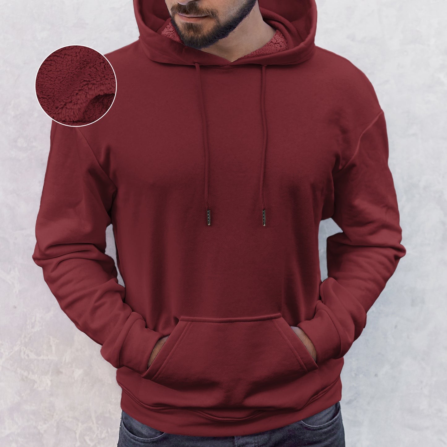 Elegant Comfort Men Casual Sherpa-Lined Cotton Hoodie