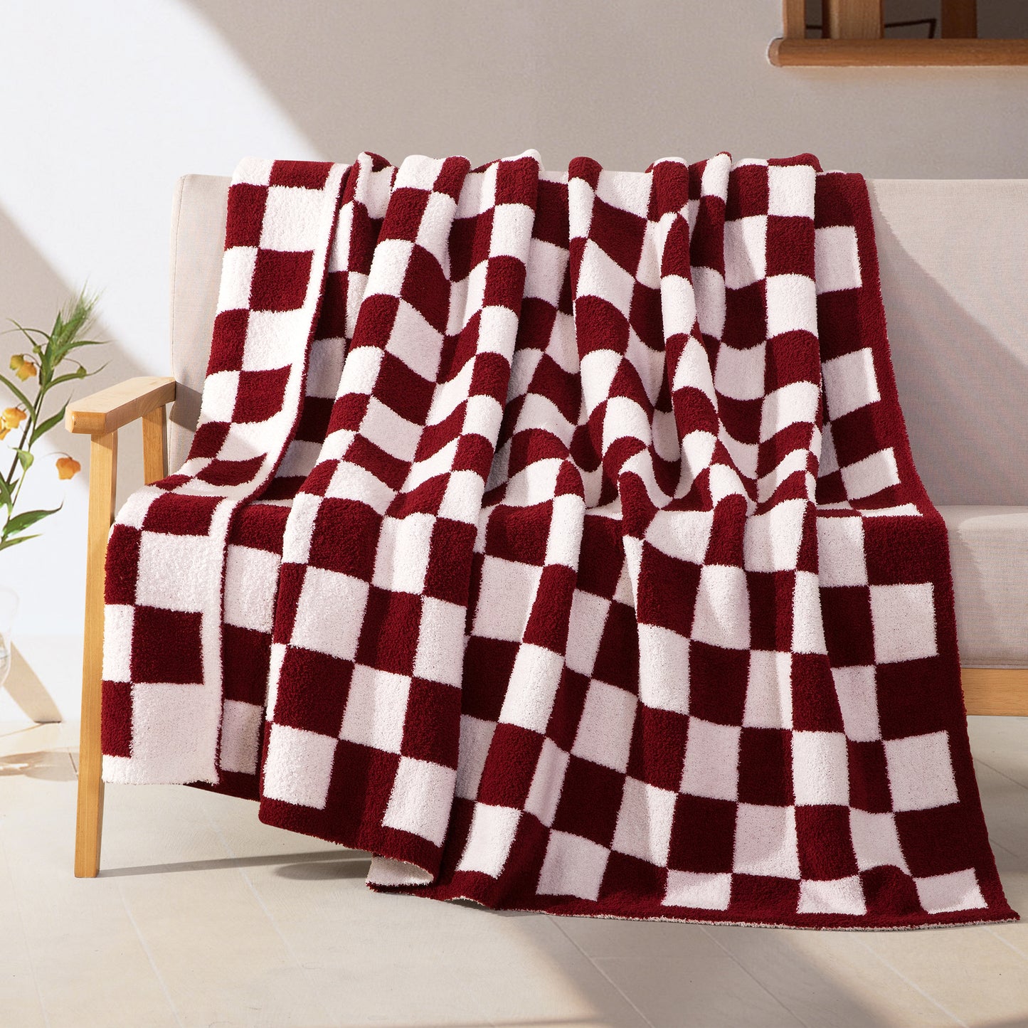Elegant Comfort 50" x 70" Ultra Soft Checkered Knitted Throw Blanket