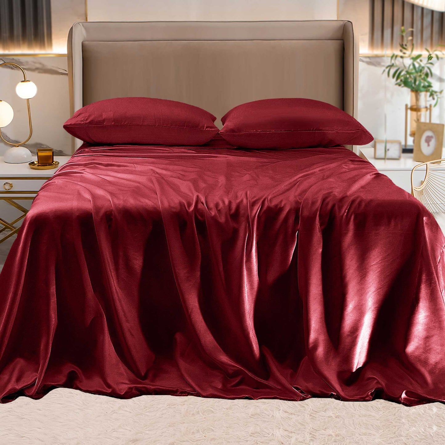 Elegant Comfort Fine 4-Piece Silky Satin Sheet Set, Bright Shades
