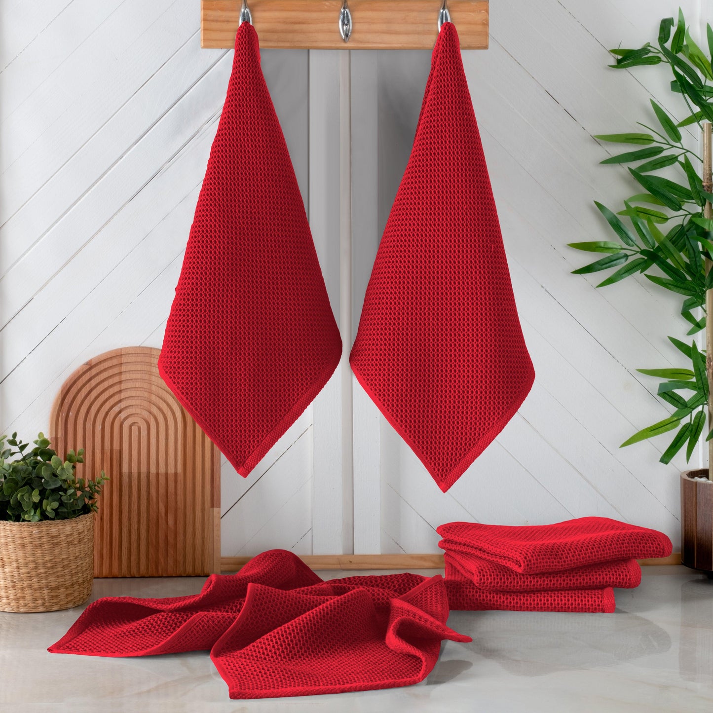 Elegant Comfort 6-Pack Turkish Cotton Waffle Wave Kitchen Towels