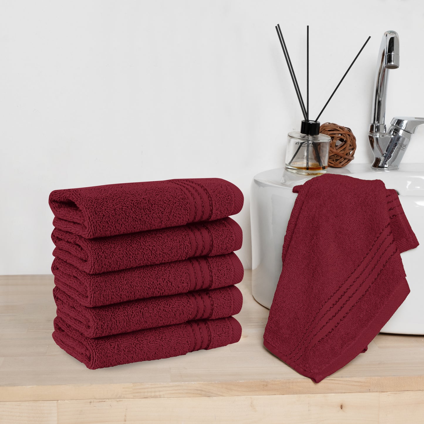 Elegant Comfort 6 Pack Premium Turkish Cotton Washcloths Set, 13 x 13 inch