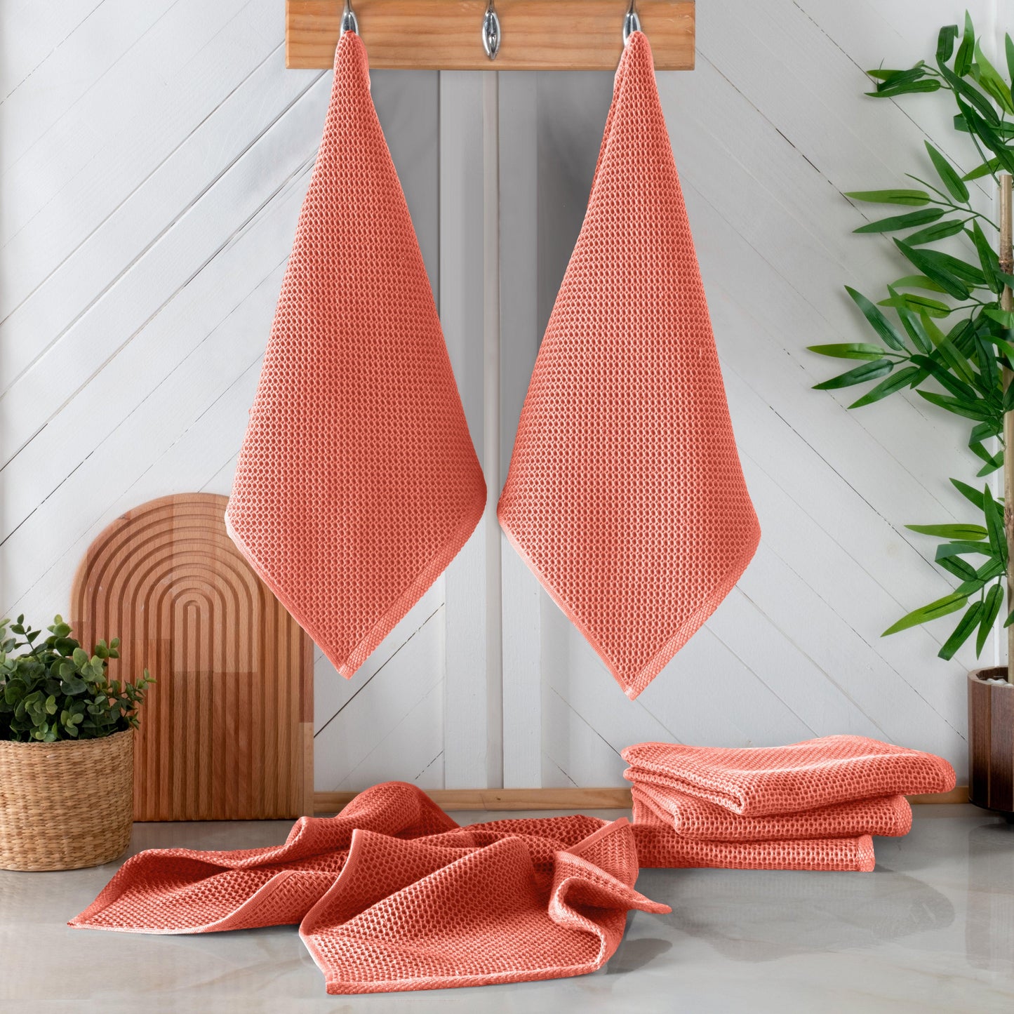 Elegant Comfort 6-Pack Turkish Cotton Waffle Wave Kitchen Towels