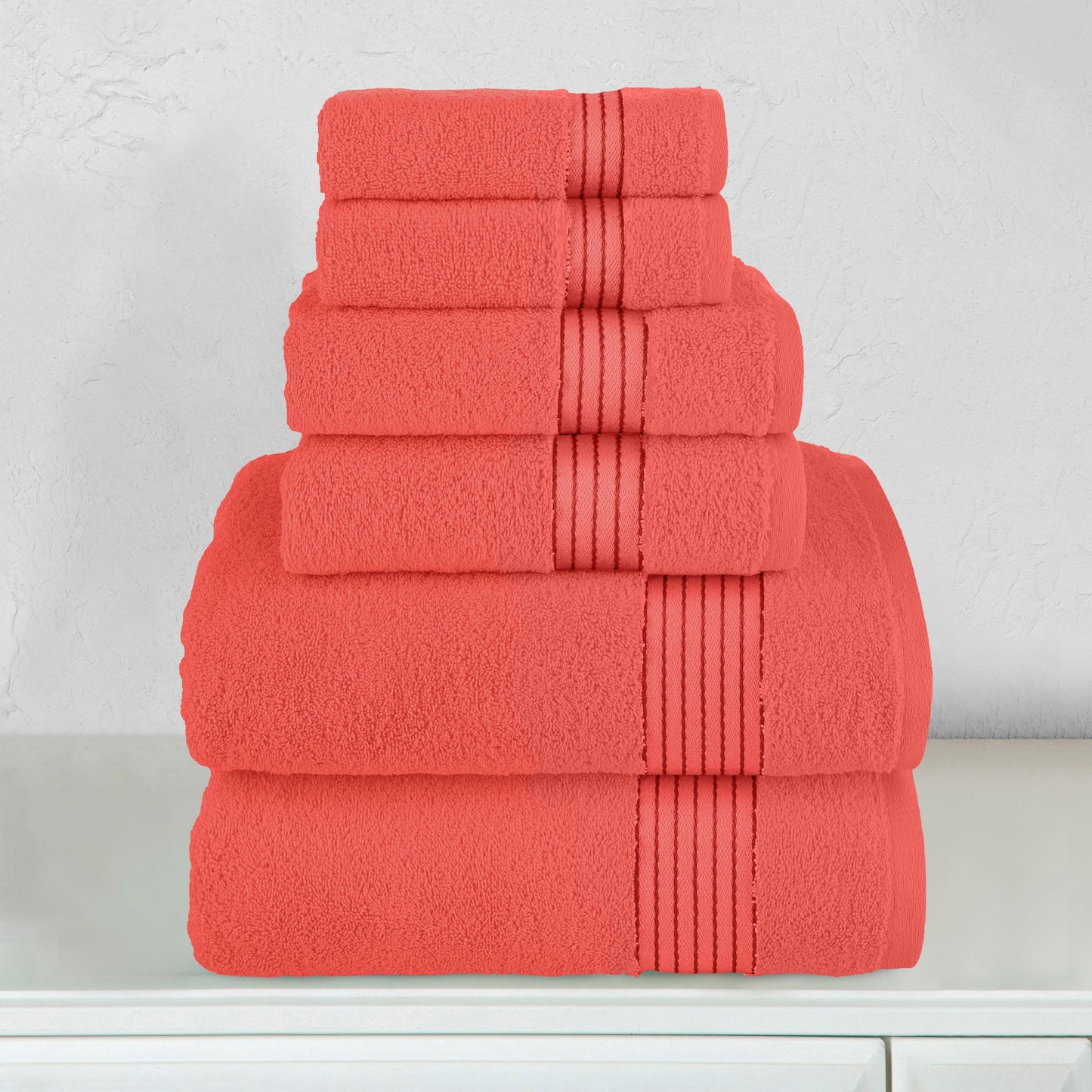Elegant Comfort 6-Piece Turkish Cotton Towel Set, 2 Washcloths, 2 Hand Towels and 2 Bath Towels