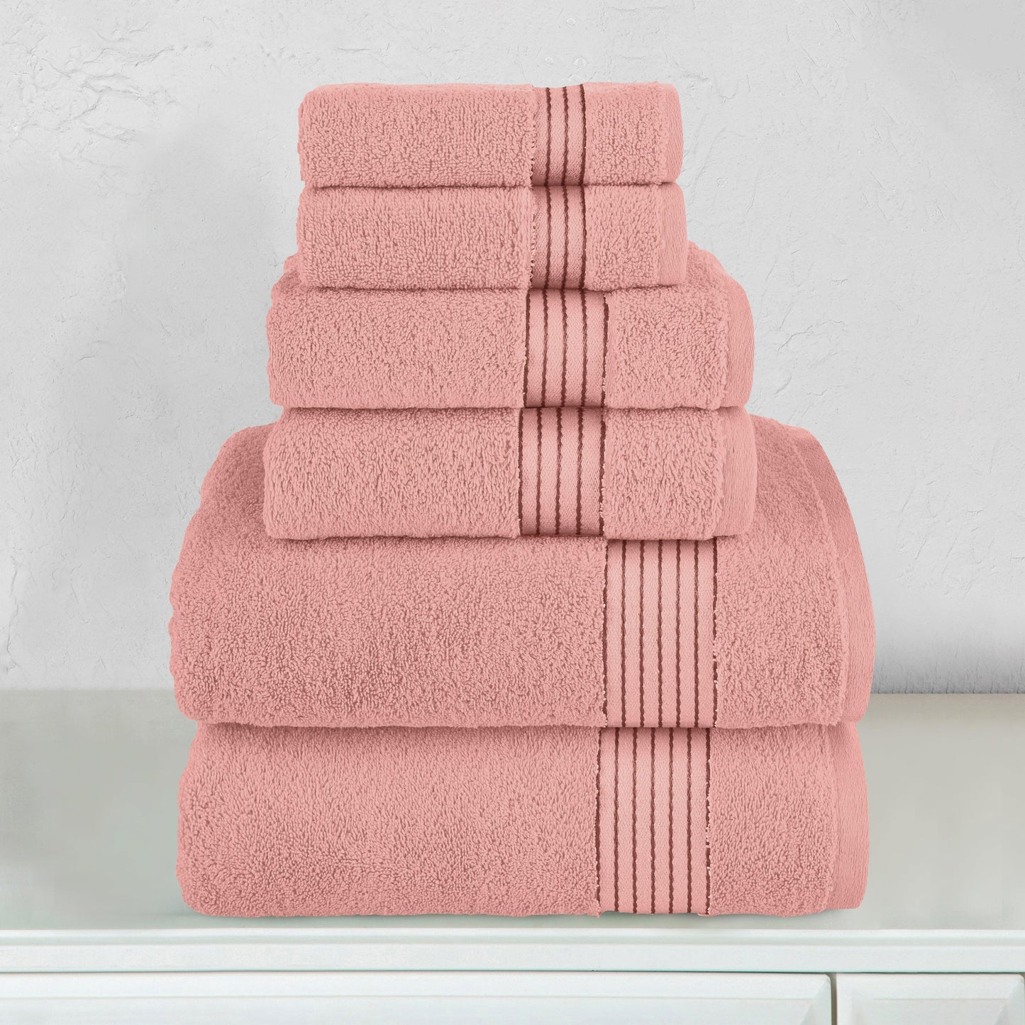 Elegant Comfort 6-Piece Turkish Cotton Towel Set, 2 Washcloths, 2 Hand Towels and 2 Bath Towels