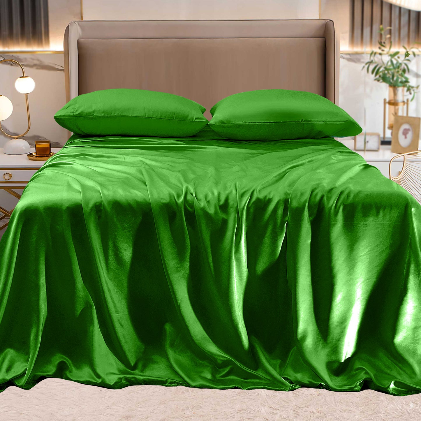 Elegant Comfort Fine 4-Piece Silky Satin Sheet Set, Moody Shades