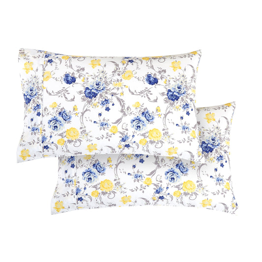 Elegant Comfort Floral and Stripe Pattern Pillowcases