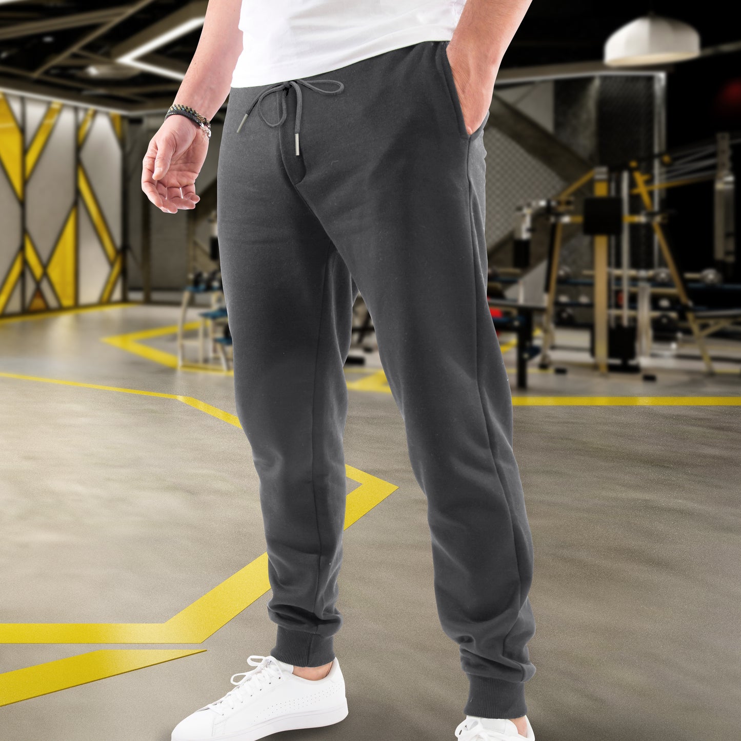 Elegant Comfort Casual Men Cotton Fleece Jogger with Pockets