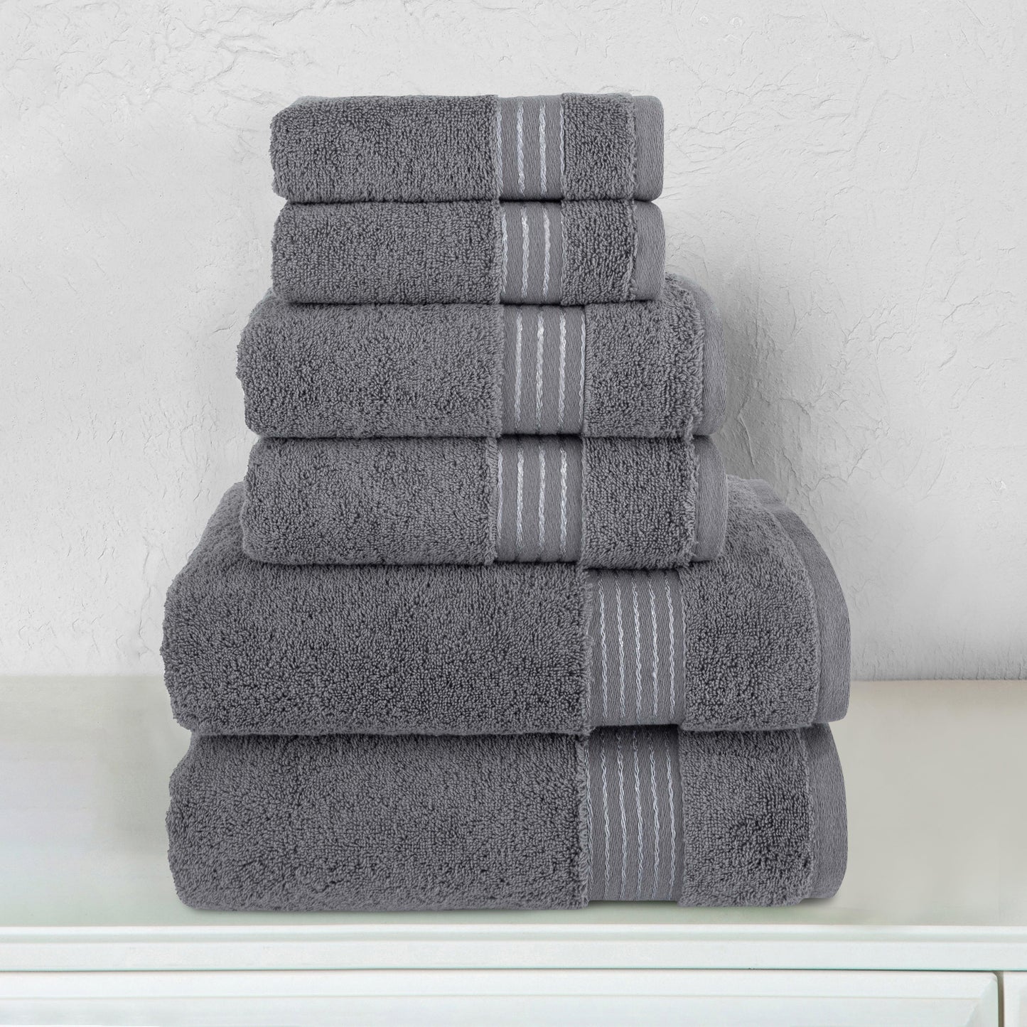 Elegant Comfort 6-Piece Turkish Cotton Towel Set, 2 Washcloths, 2 Hand Towels and 2 Bath Towels