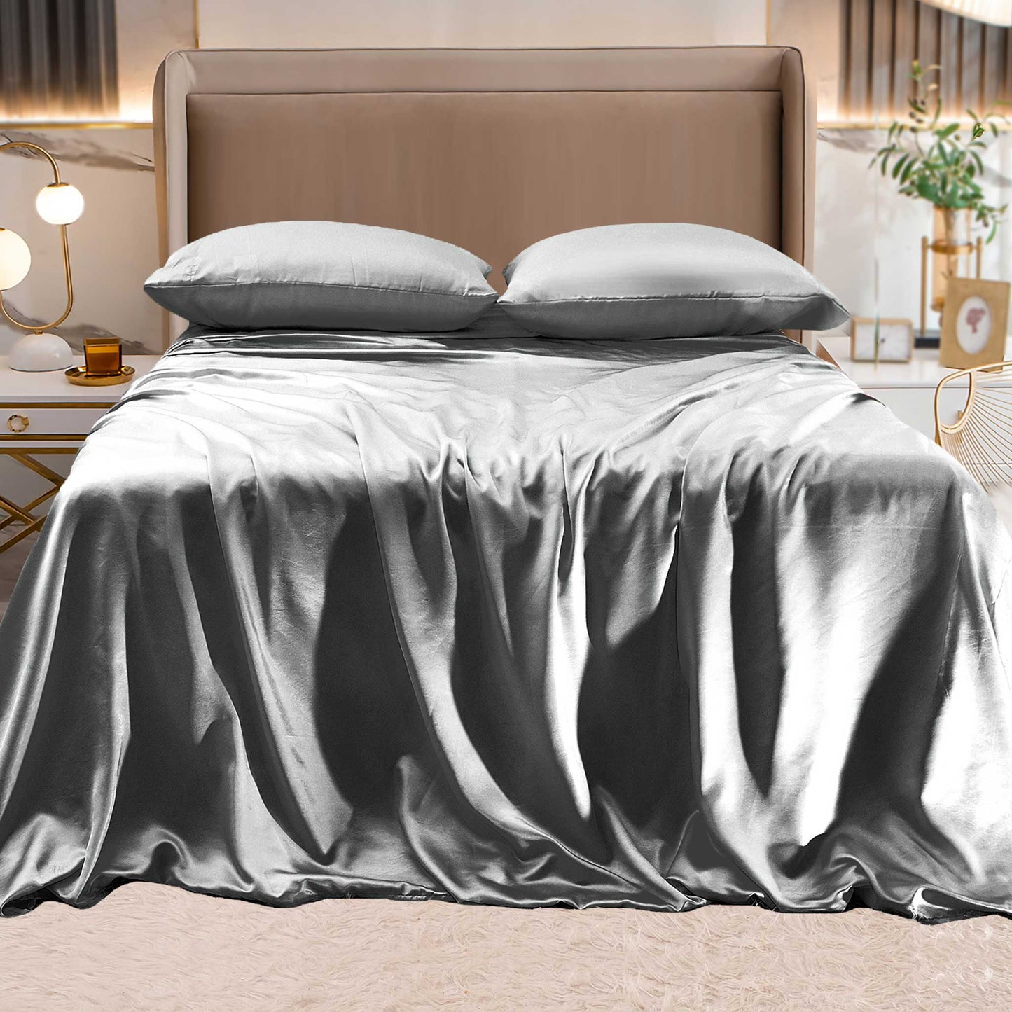 Elegant Comfort Fine 4-Piece Silky Satin Sheet Set, Bright Shades