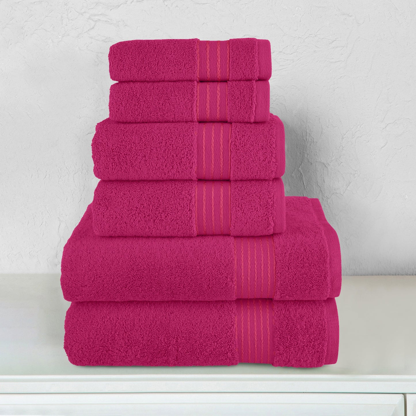 Elegant Comfort 6-Piece Turkish Cotton Towel Set, 2 Washcloths, 2 Hand Towels and 2 Bath Towels
