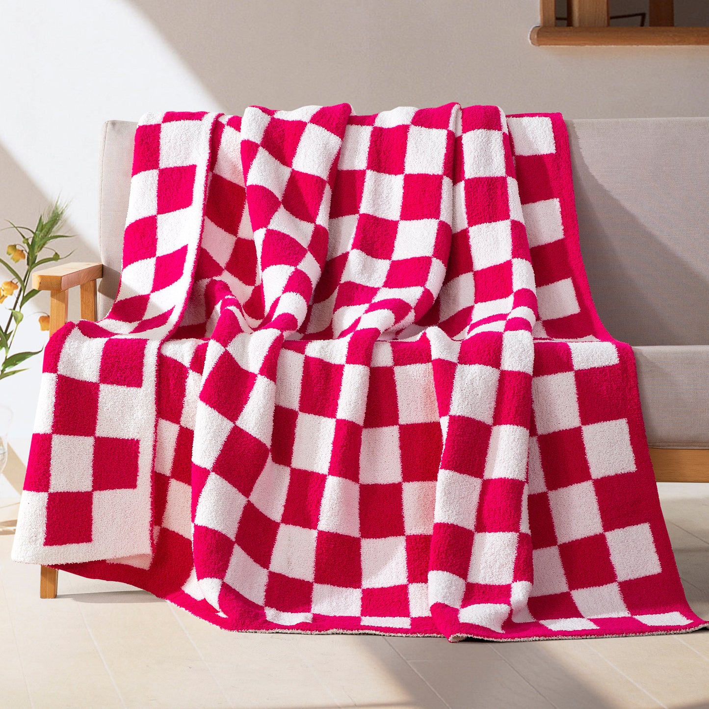Elegant Comfort 50" x 70" Ultra Soft Checkered Knitted Throw Blanket