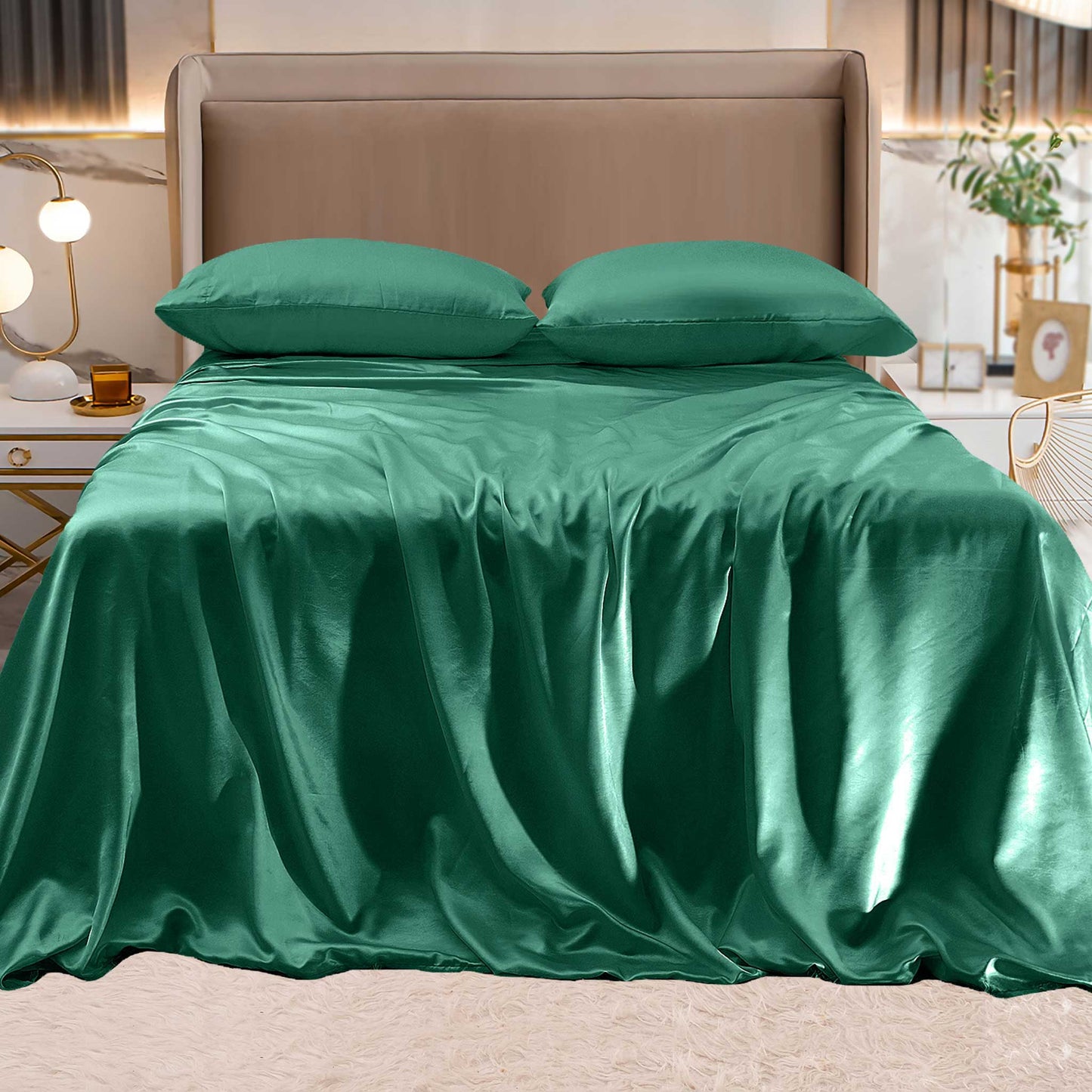 Elegant Comfort Fine 4-Piece Silky Satin Sheet Set, Bright Shades