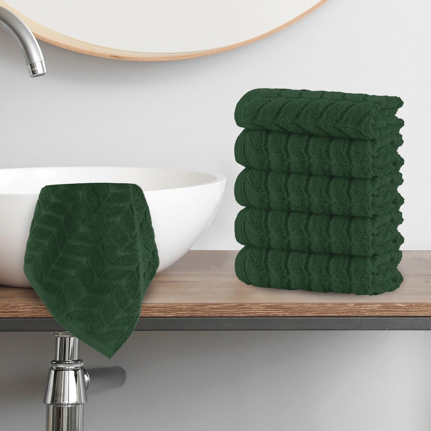 Elegant Comfort 6-Pack Premium Turkish Cotton Braided Washcloths Set, 13 x 13 inch