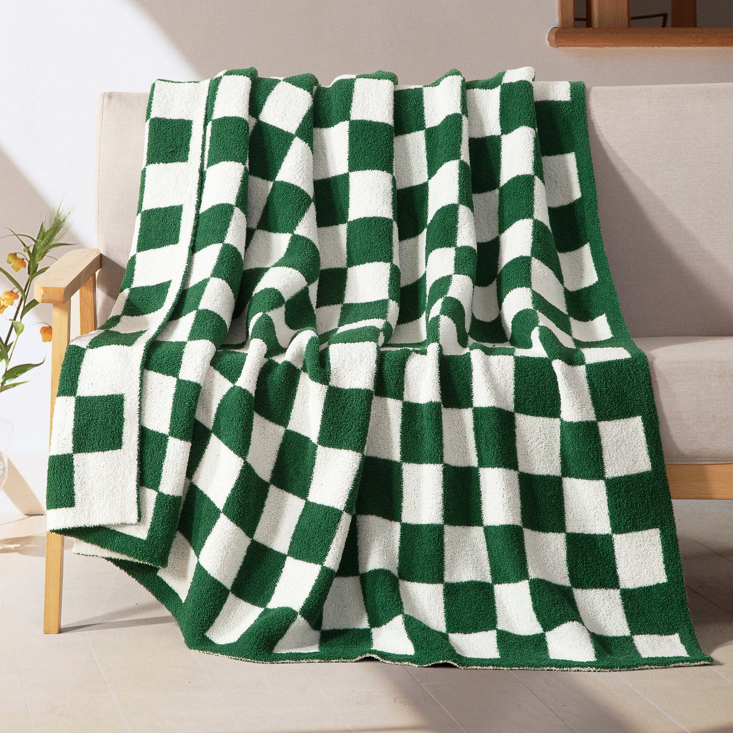 Elegant Comfort 50" x 70" Ultra Soft Checkered Knitted Throw Blanket
