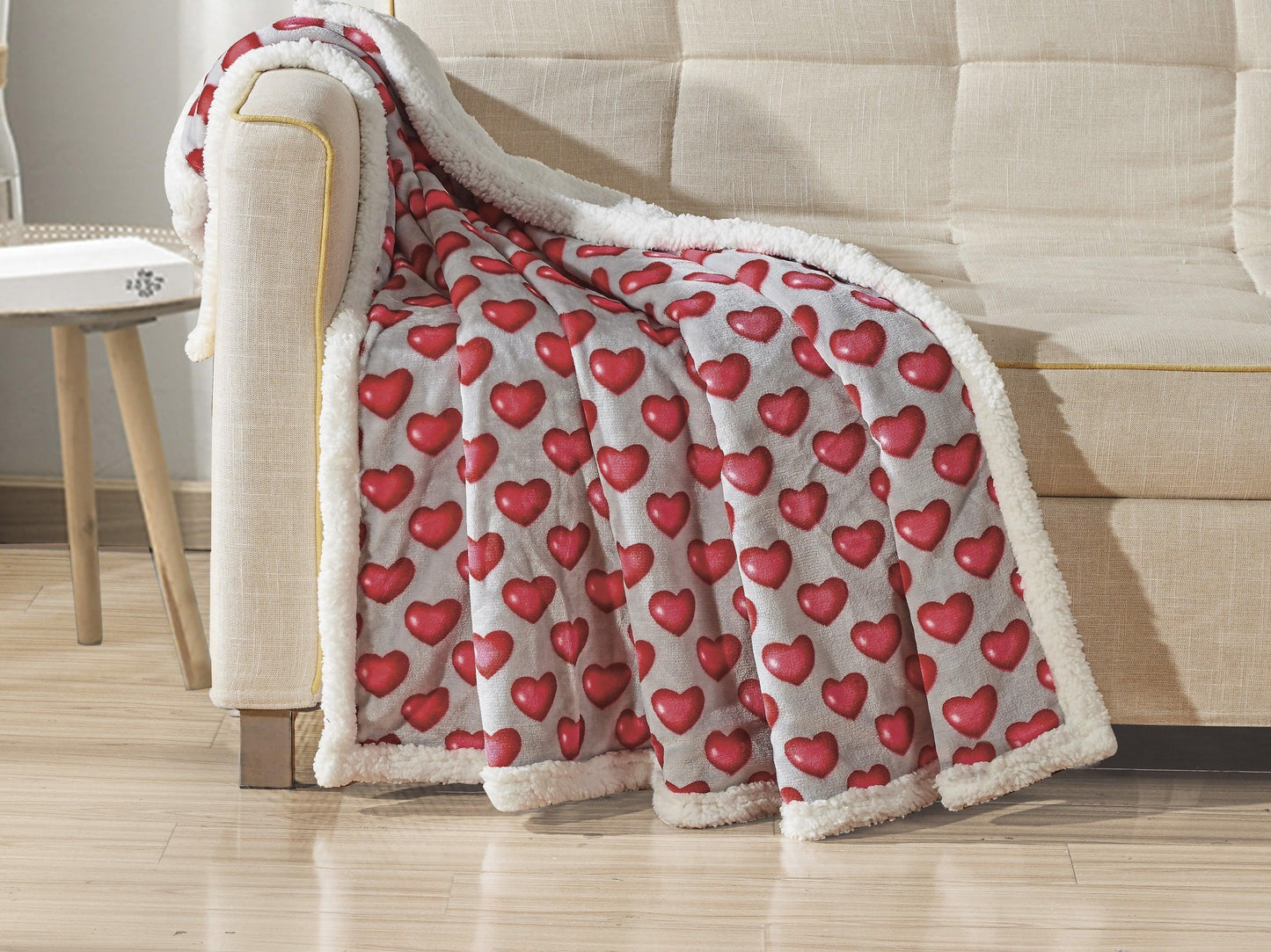 Elegant Comfort 50" x 60" Valentine Inspired Sherpa Back Throw