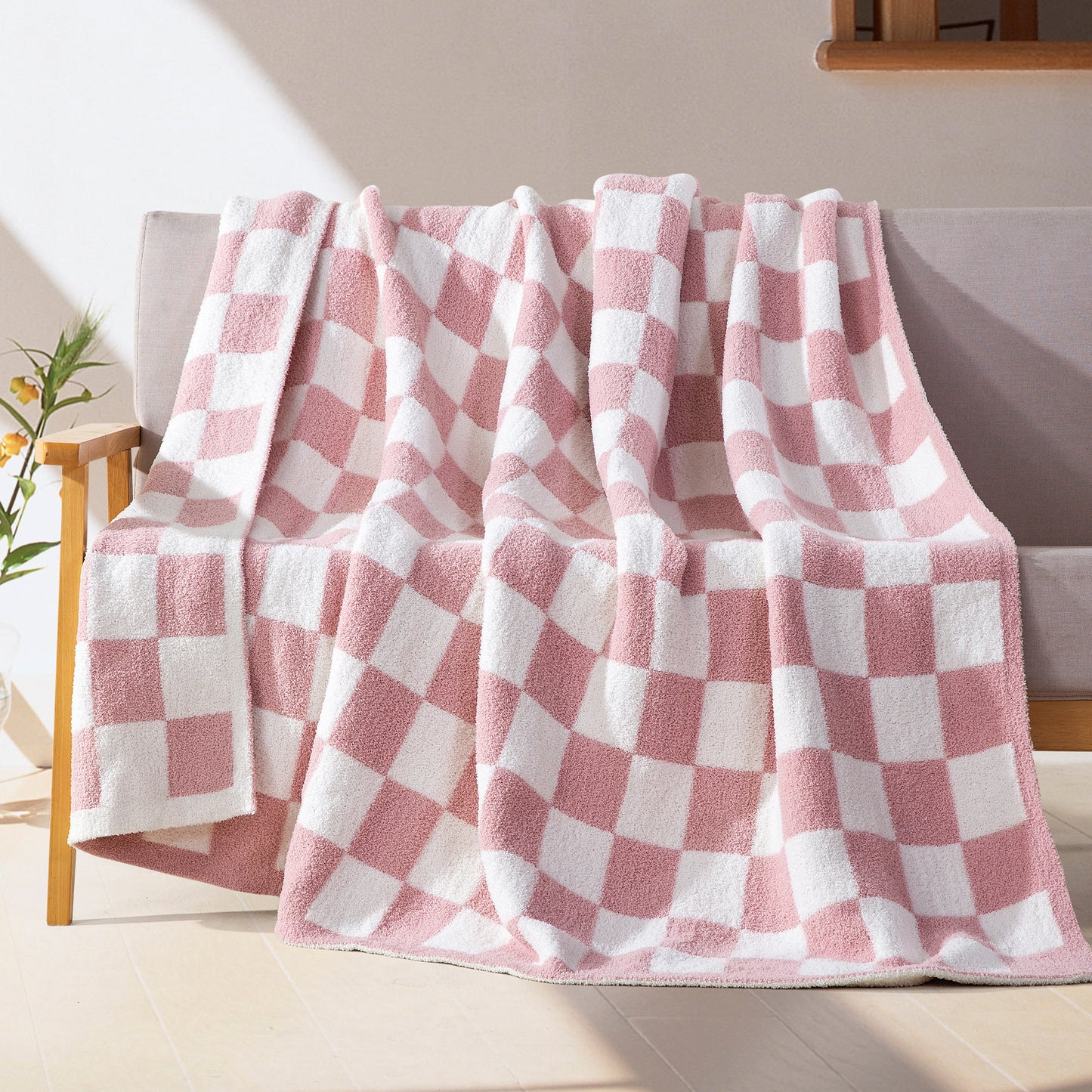 Elegant Comfort 50" x 70" Ultra Soft Checkered Knitted Throw Blanket