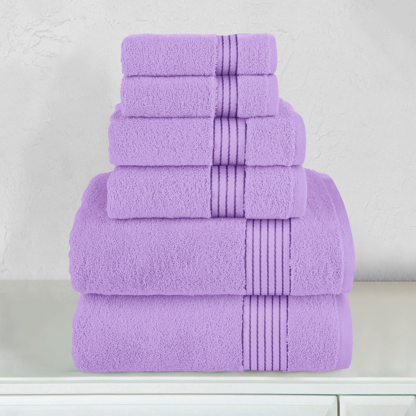 Elegant Comfort 6-Piece Turkish Cotton Towel Set, 2 Washcloths, 2 Hand Towels and 2 Bath Towels