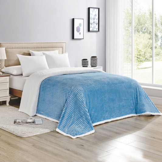 Elegant Comfort Corduroy Design Luxury Sherpa Blanket