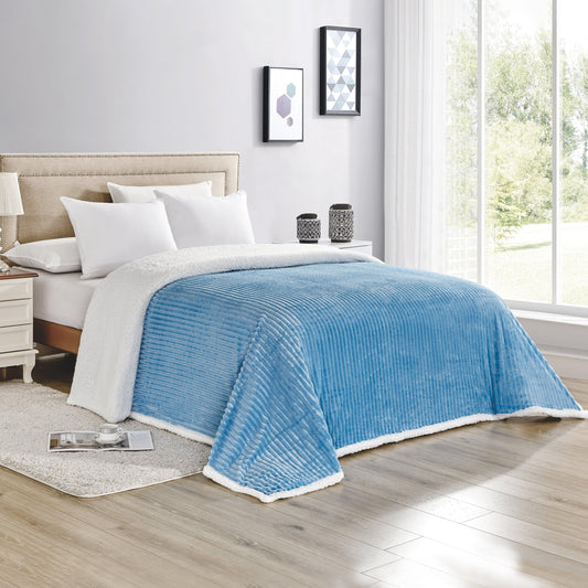 Elegant Comfort Corduroy Design Luxury Sherpa Blanket