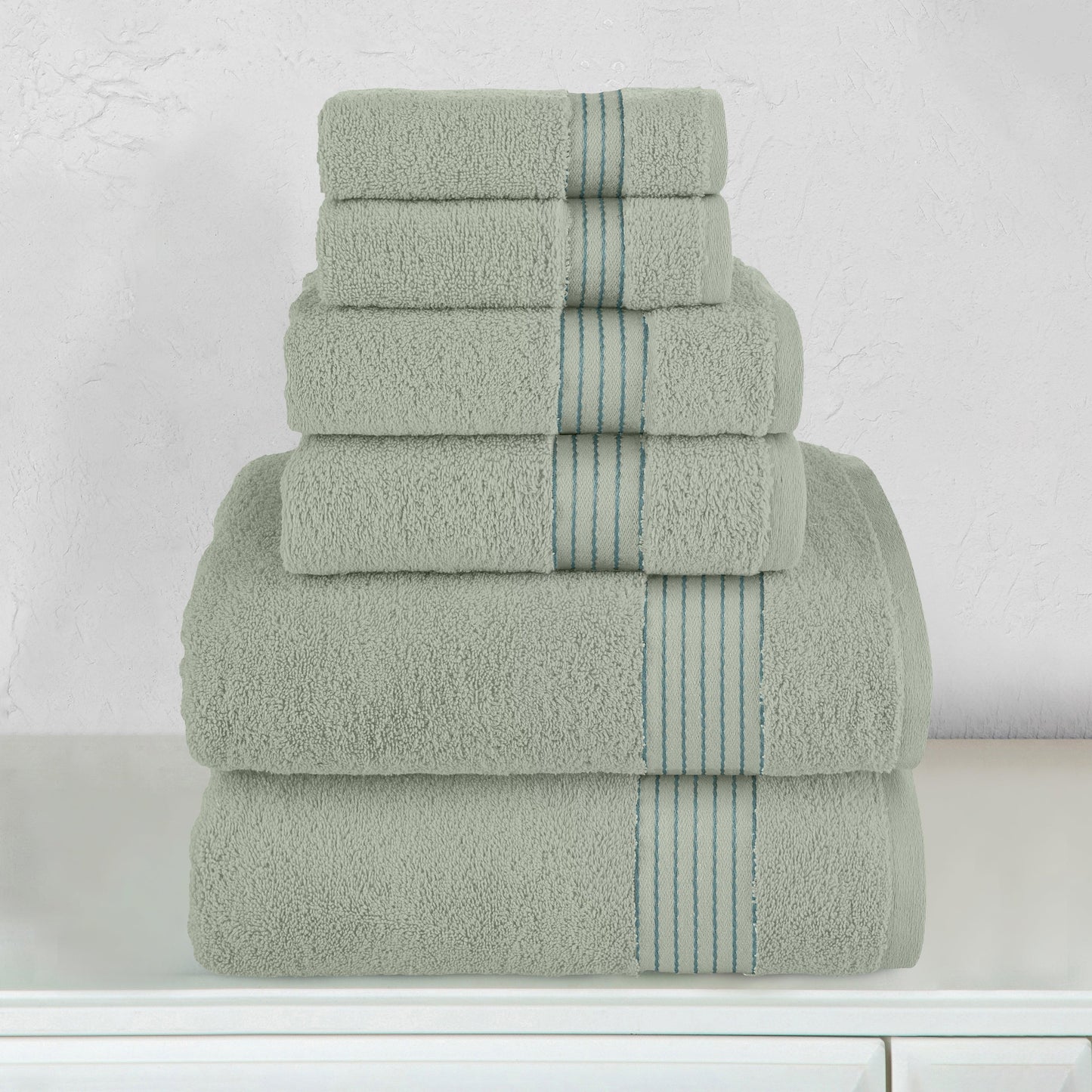 Elegant Comfort 6-Piece Turkish Cotton Towel Set, 2 Washcloths, 2 Hand Towels and 2 Bath Towels