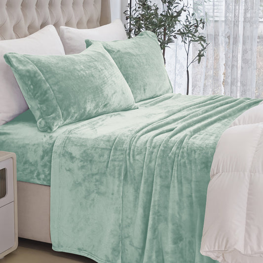 Elegant Comfort 4-Piece Velvet Plush Flannel Sheet Set