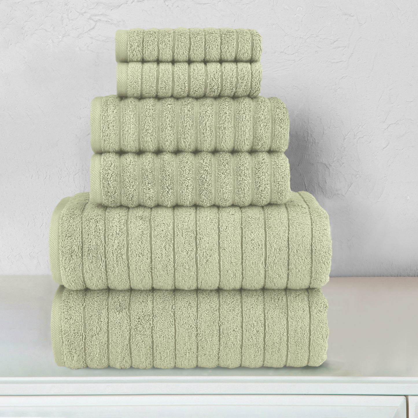 Elegant Comfort 6-Piece Turkish Cotton Corduroy Towel Set, 2 Washcloths, 2 Hand Towels and 2 Bath Towels