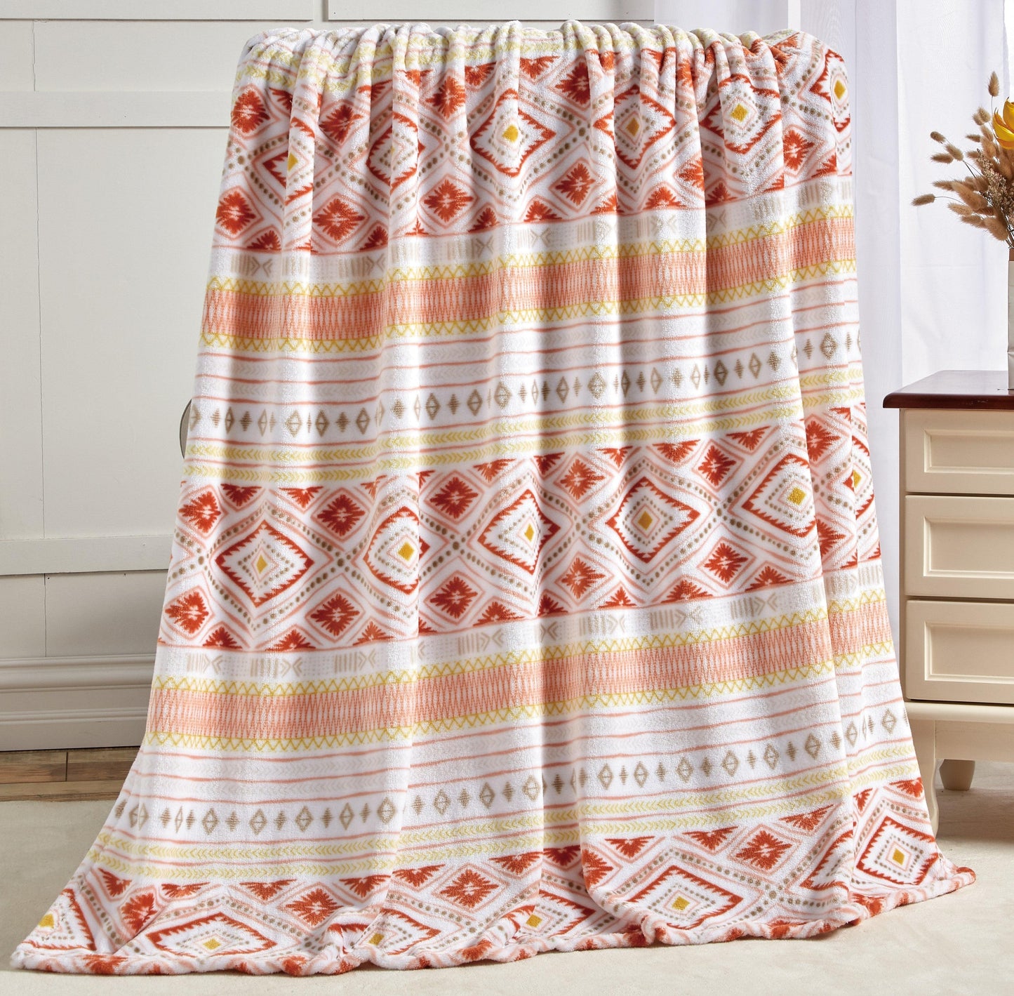 Elegant Comfort 50" x 70" Decorative Flannel Fleece Throw Blanket