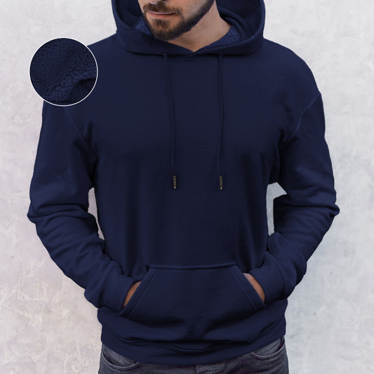 Elegant Comfort Men Casual Sherpa-Lined Cotton Hoodie