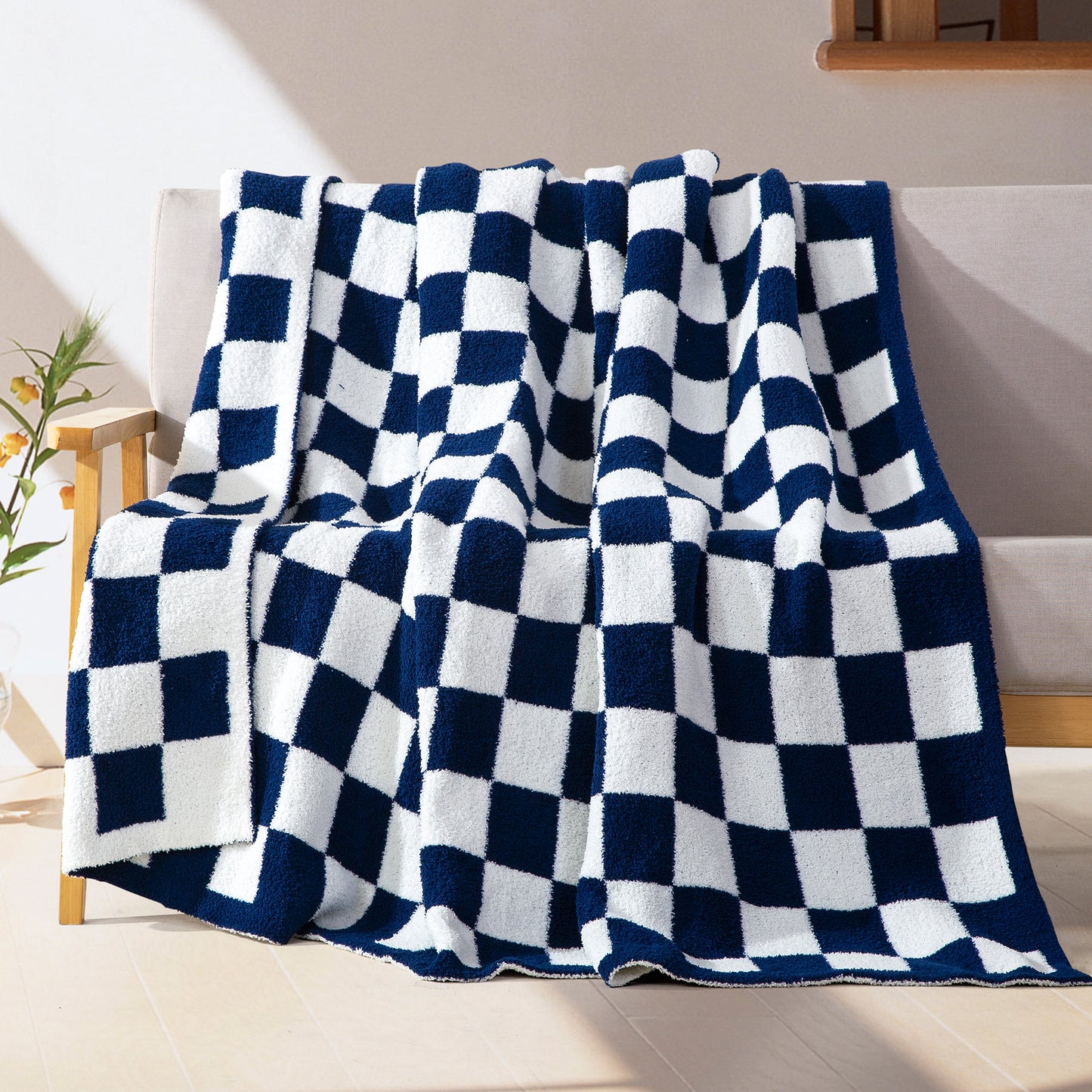 Elegant Comfort 50" x 70" Ultra Soft Checkered Knitted Throw Blanket