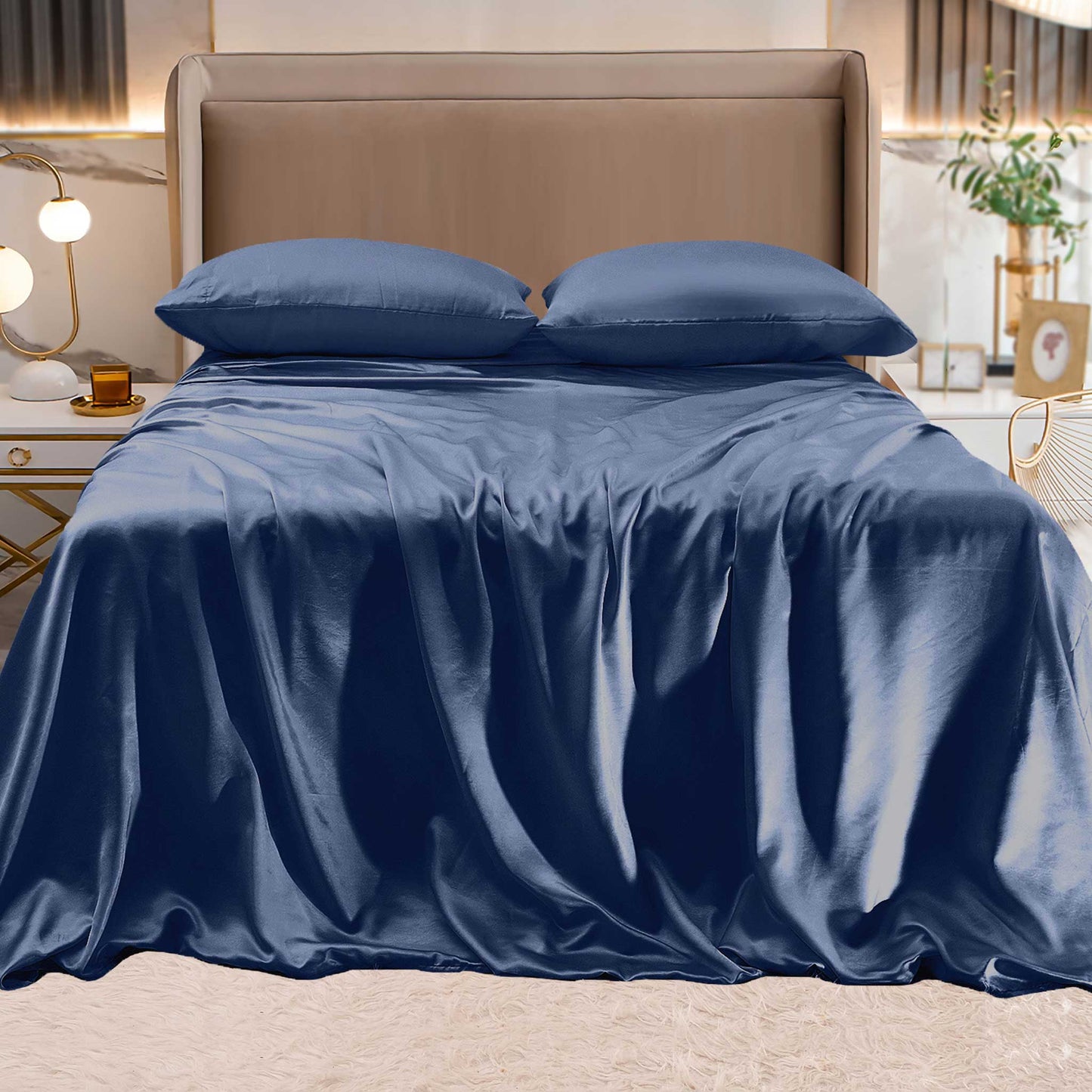 Elegant Comfort Fine 4-Piece Silky Satin Sheet Set, Bright Shades