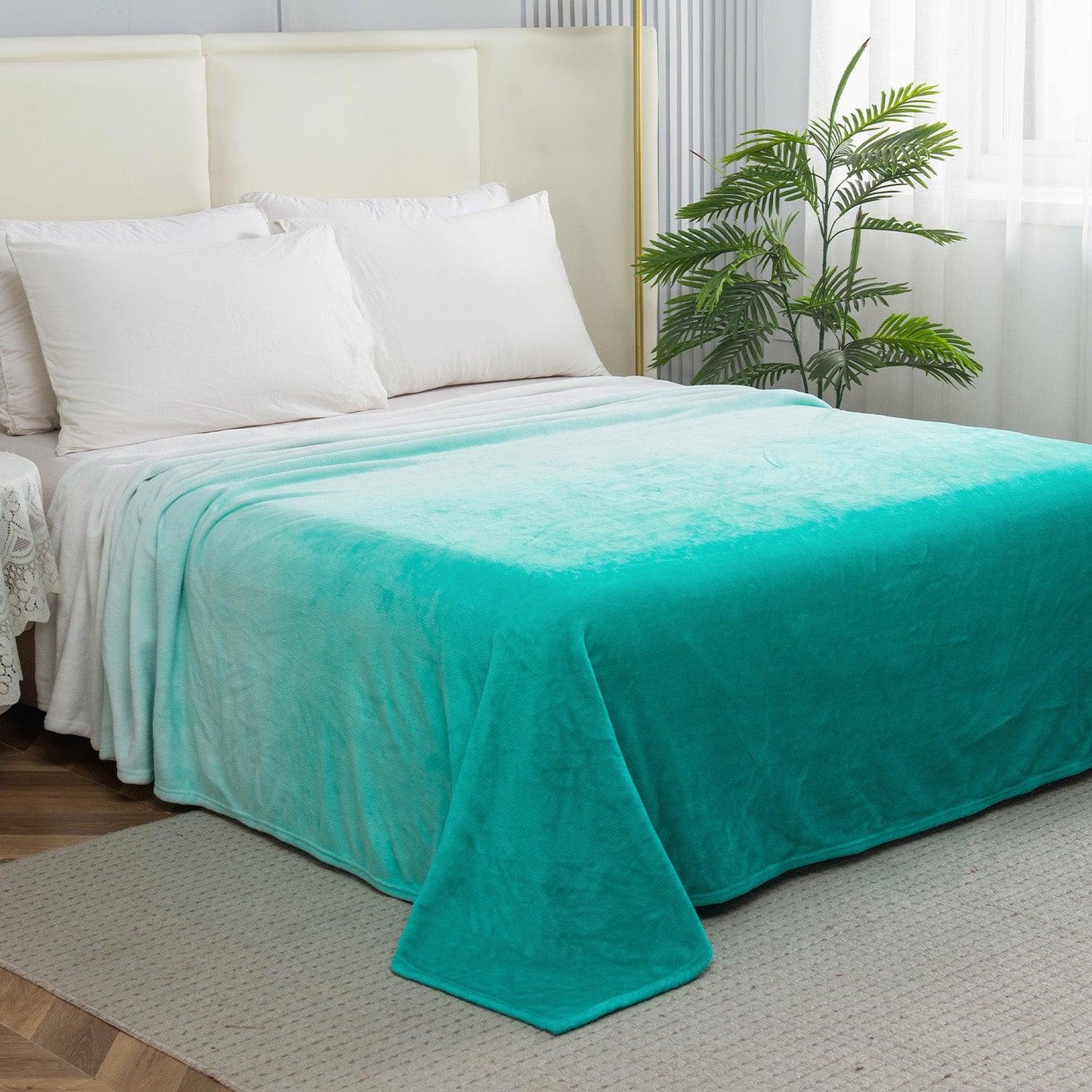 Elegant Comfort Ombre Printed Velour Fleece Blanket - Velvety Feel