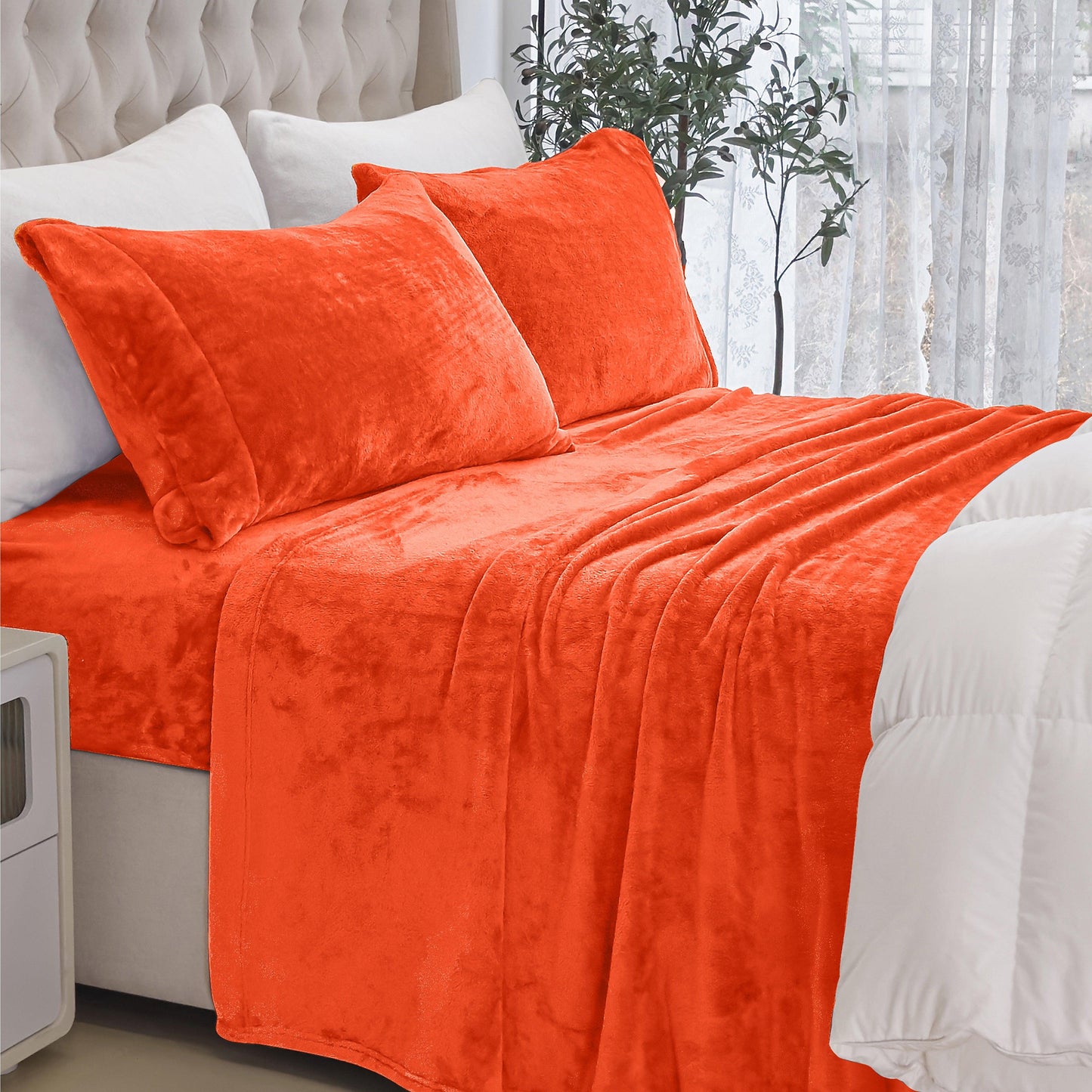 Elegant Comfort 4-Piece Velvet Plush Flannel Sheet Set