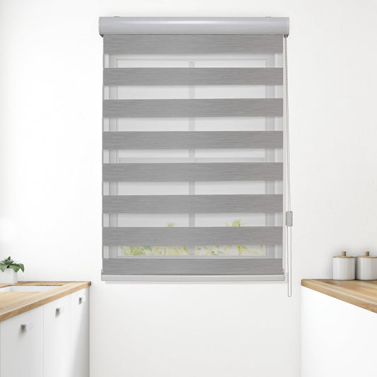 Elegant Comfort Corded Zebra Blinds, Dual Layer Window Treatments Sheer Light Control