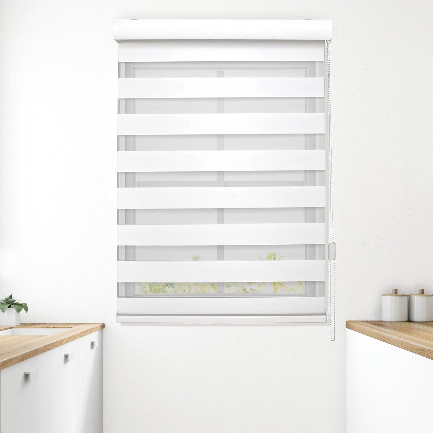 Elegant Comfort Corded Zebra Blinds, Dual Layer Window Treatments Sheer Light Control