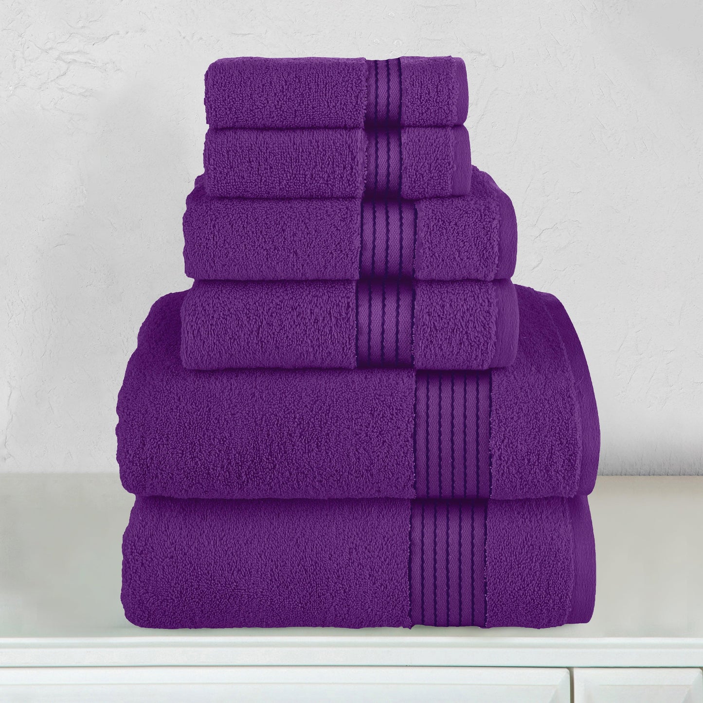Elegant Comfort 6-Piece Turkish Cotton Towel Set, 2 Washcloths, 2 Hand Towels and 2 Bath Towels