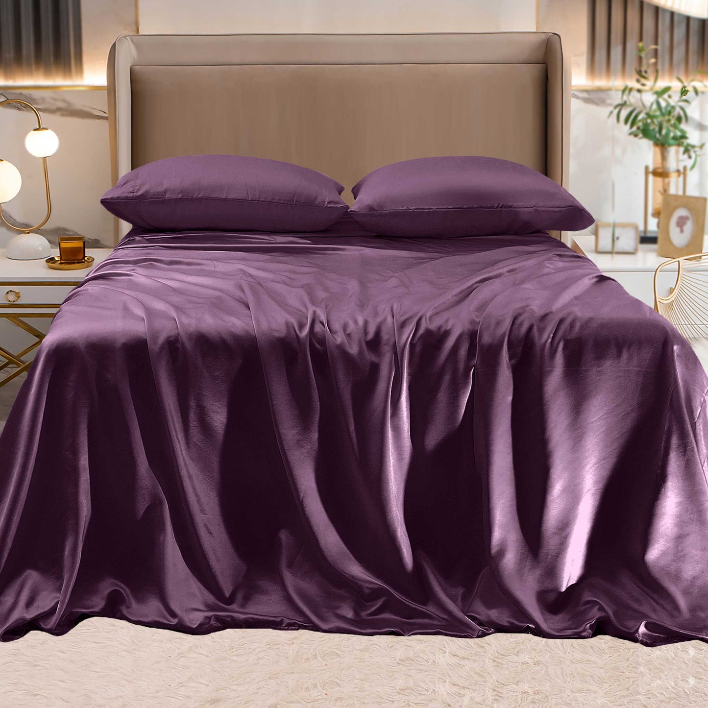 Elegant Comfort Fine 4-Piece Silky Satin Sheet Set, Bright Shades