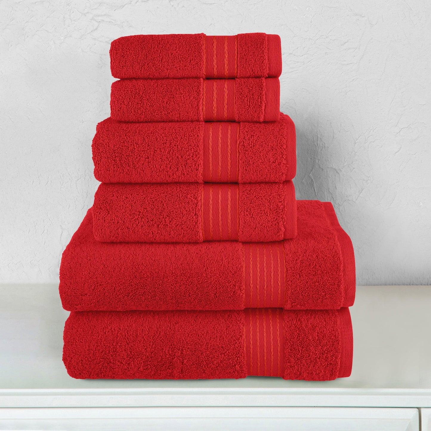 Elegant Comfort 6-Piece Turkish Cotton Towel Set, 2 Washcloths, 2 Hand Towels and 2 Bath Towels