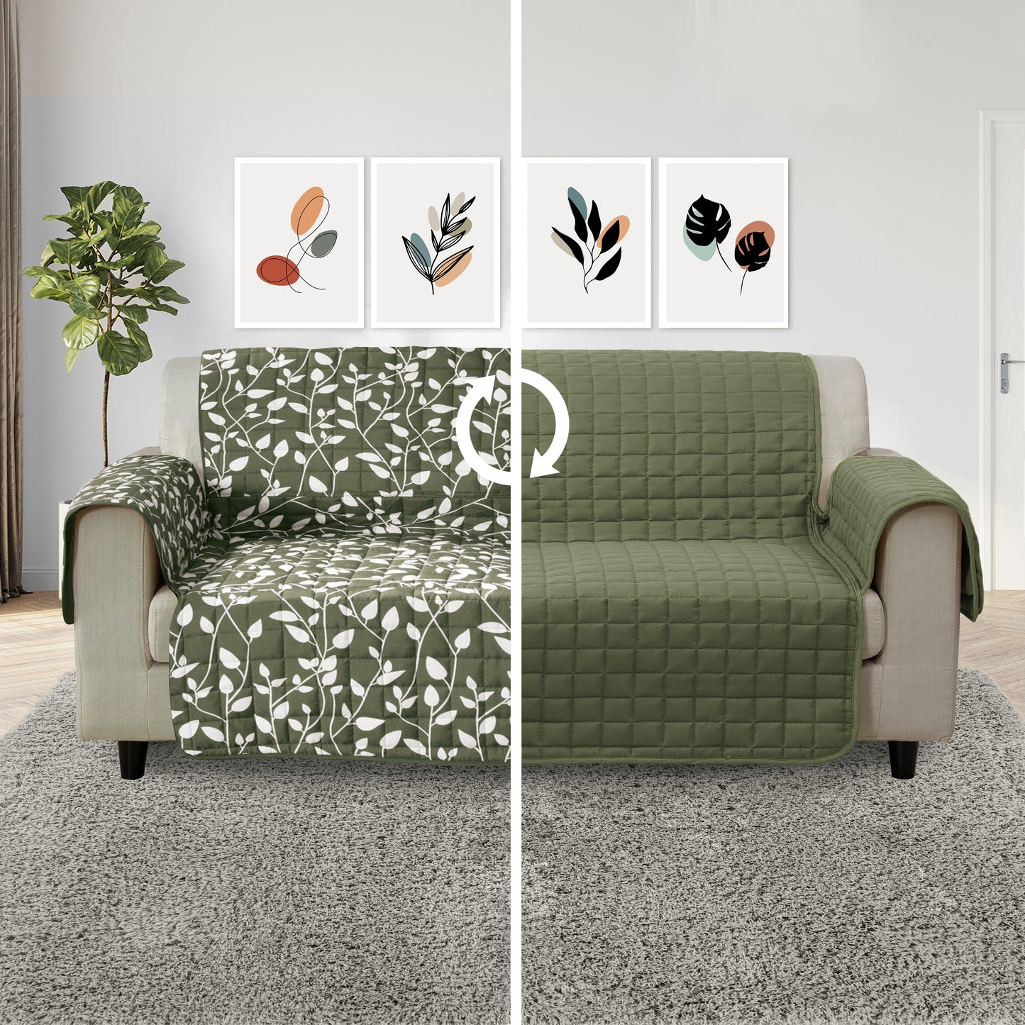 Elegant Comfort Leaves Design Reversible Smart Furniture Protectors