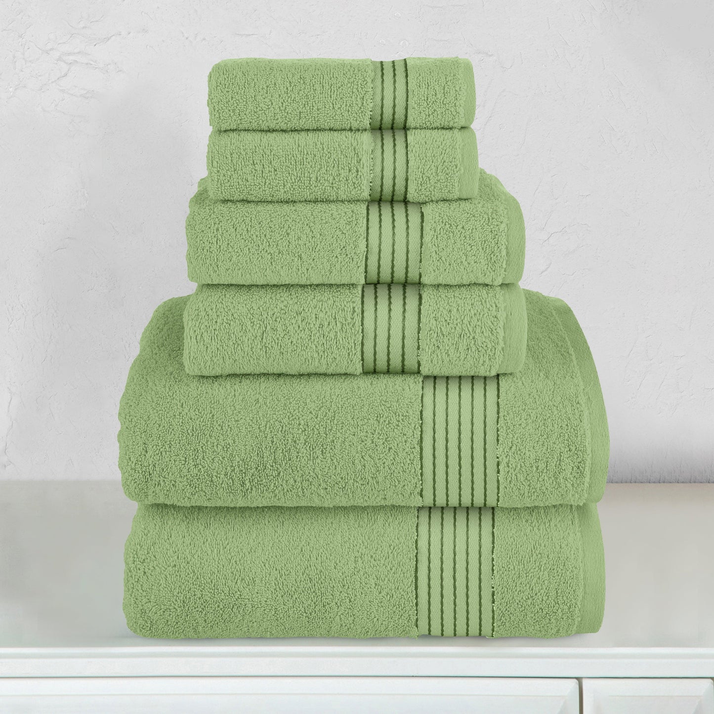 Elegant Comfort 6-Piece Turkish Cotton Towel Set, 2 Washcloths, 2 Hand Towels and 2 Bath Towels