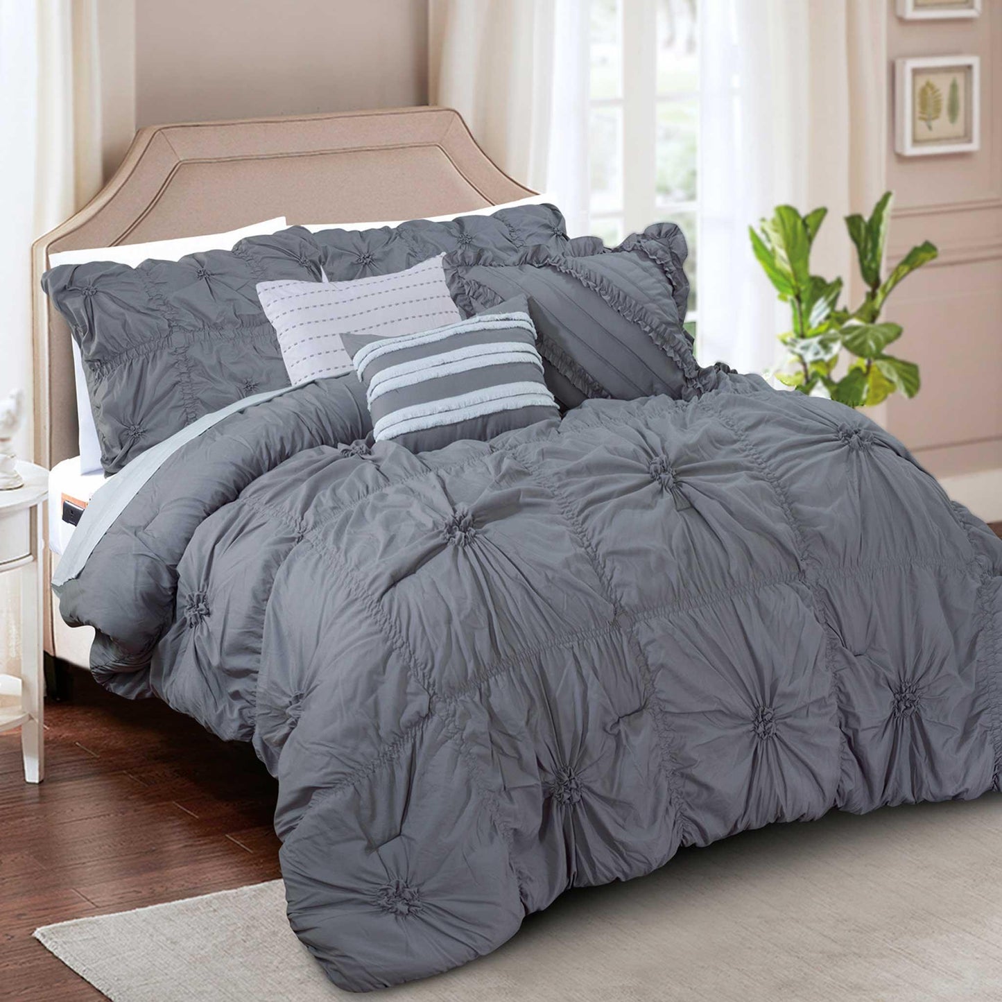 Elegant Comfort 12-Piece Amy Oversized Comforter Set - Includes 6-Piece Sheet Set with Double Sided Storage Pockets