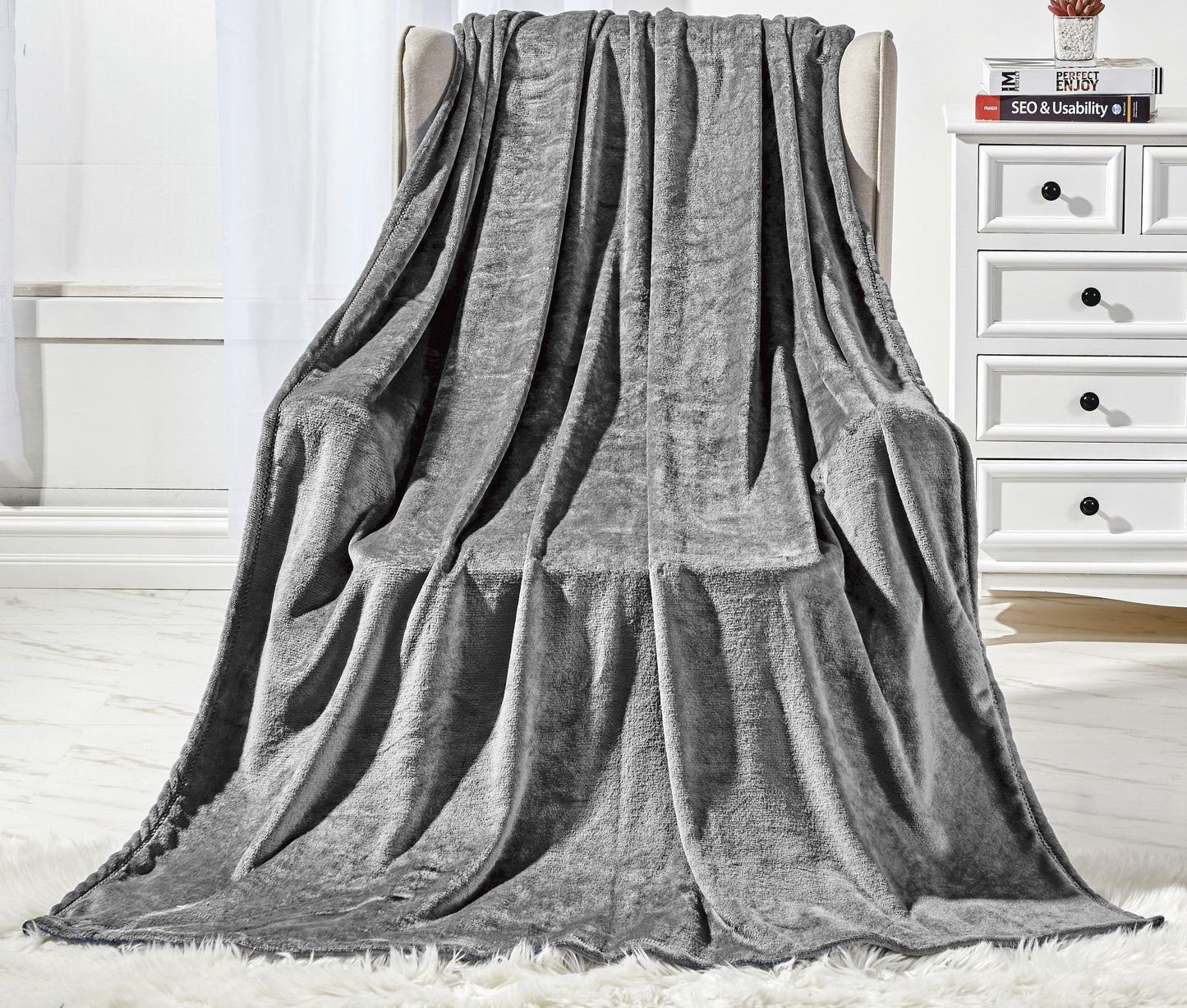 Elegant Comfort Plush All Season Lightweight Throw Blanket - 50 x 60 inches