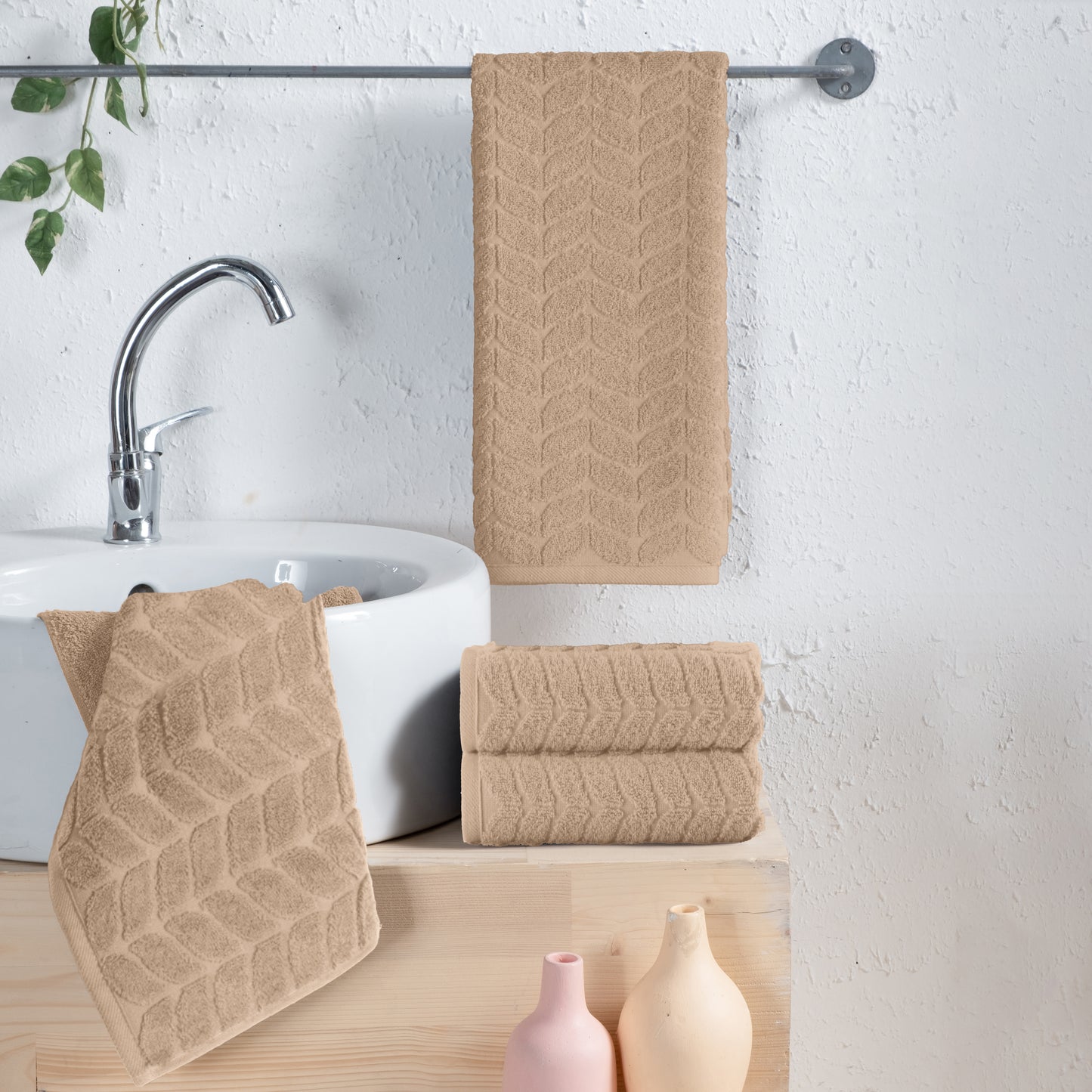 Elegant Comfort 4-Pack Premium Turkish Cotton Braided Hand Towel Set, 16 x 28 inch