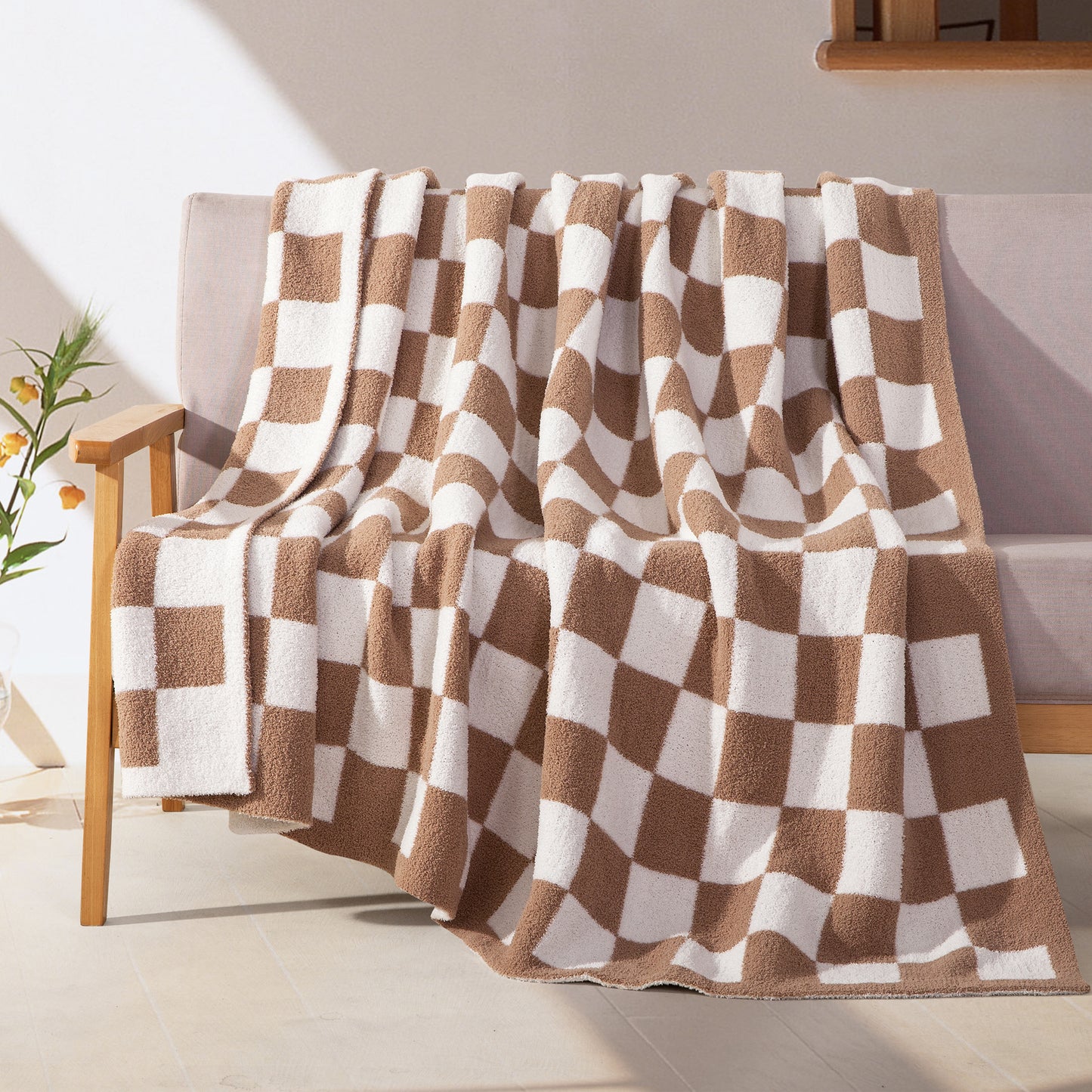 Elegant Comfort 50" x 70" Ultra Soft Checkered Knitted Throw Blanket