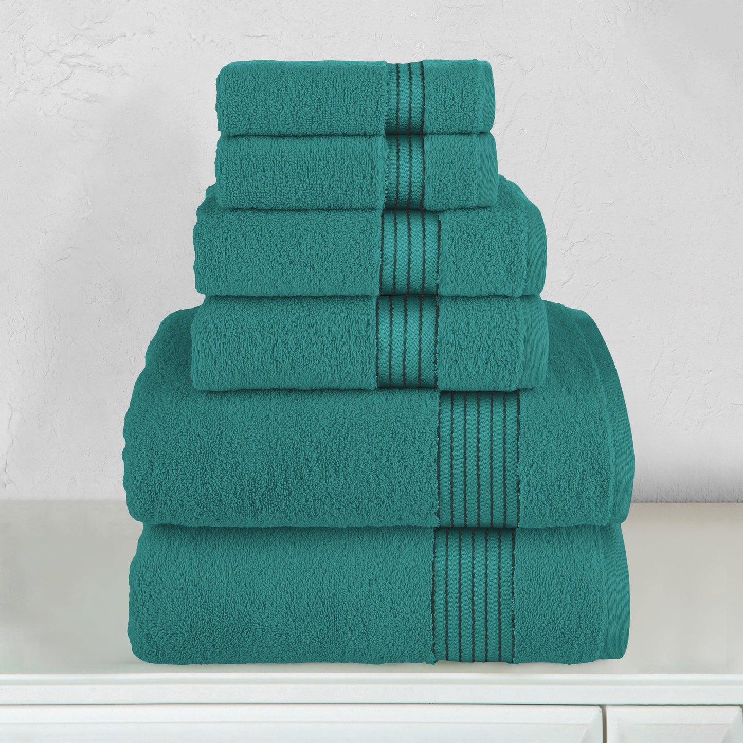 Elegant Comfort 6-Piece Turkish Cotton Towel Set, 2 Washcloths, 2 Hand Towels and 2 Bath Towels